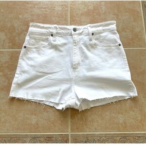 Eunina ALLY Ultra  High Rise Denim Shorts White Cut off Hem‎ Size: 9